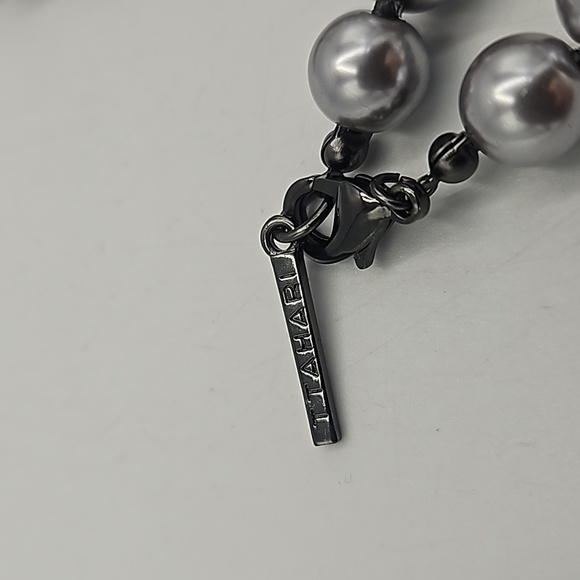 T Tahari Long Metallic Gray Pearls Necklace - Picture 2 of 4